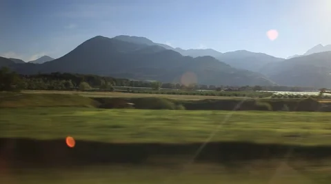 Fast Moving train window in Switzerland Stock Footage 51665500