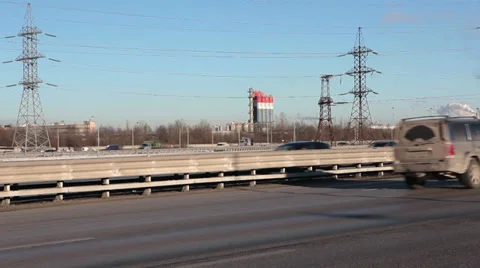 Fast moving vehicles on city ring road.  St. Petersburg, Russia. Stock Footage 34562936