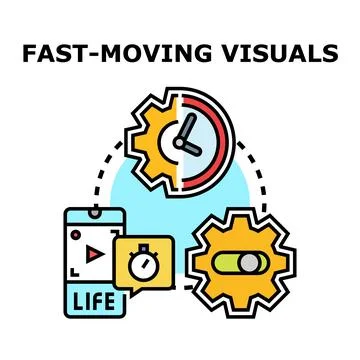 Fast moving visuals digital content concept Stock Illustration
