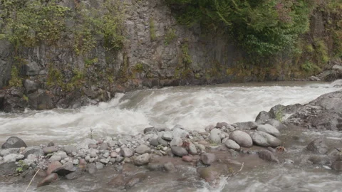 Fast Moving Water Over Smooth Rocks in Hood River Wilderness Vídeos de archivo 333424755