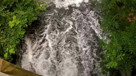 Fast Moving Water on a Weir Stock Footage 11857924