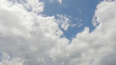Fast moving white cloud on sunny clear blue sky TimeLapse Stock Footage 171573609