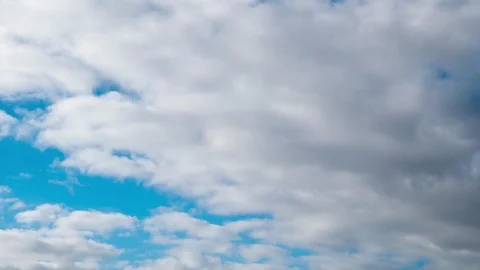 Fast moving white clouds on blue sky, timelapse Stock Footage 101783004