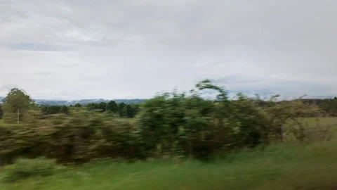 Fast moving window view of Asturias green countryside Stock Footage 334818188