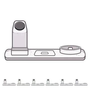 Fast multi device charging station cartoon vector graphic Stockillustratie