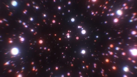 Fast Neon Glowing Lights Circles Fly By in Retro 80s Red Pink Colors Stock Footage 153299968