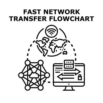 Fast network data transfer global flowchart concept 스톡 일러스트
