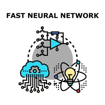 Fast neural network developing ai computing technology concept Stock Illustration