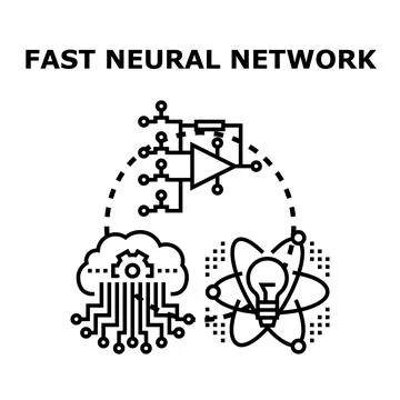 Fast neural network developing ai computing technology concept Illustrazione stock