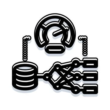 Fast neural network processing data icon イラスト素材