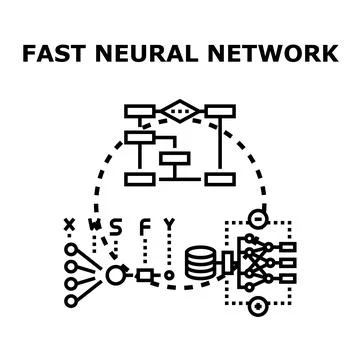 Fast neural network processing data icon concept Stock Illustration