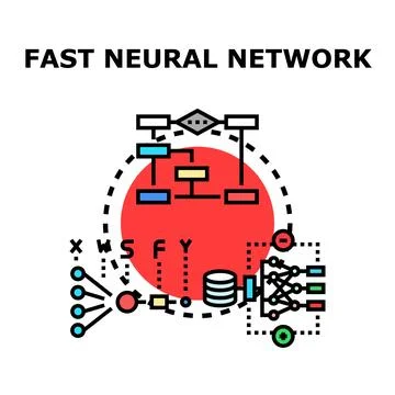 Fast neural network processing data icon concept 库存插图