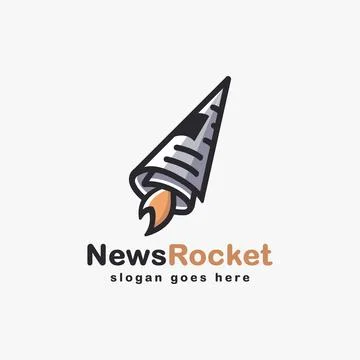 Fast newspaper rocket logo vector template on white background Stock Illustration