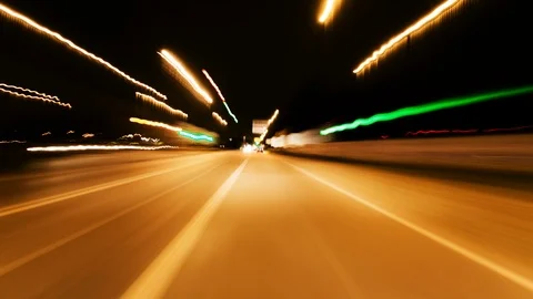 Fast Night Driving Stock Footage 87865893