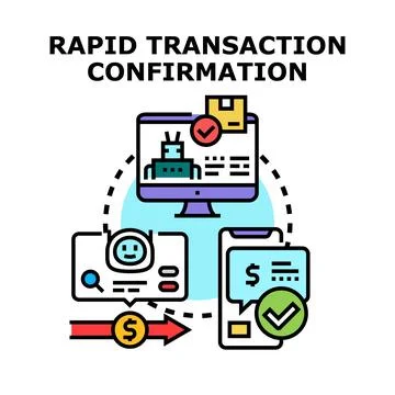 Fast online transaction confirmation process illustration Stock Illustration