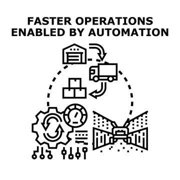 Fast operations enabled by modern automation technology Stock Illustration