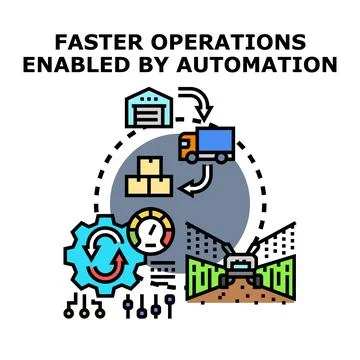 Fast operations enabled by modern automation technology Stock Illustration