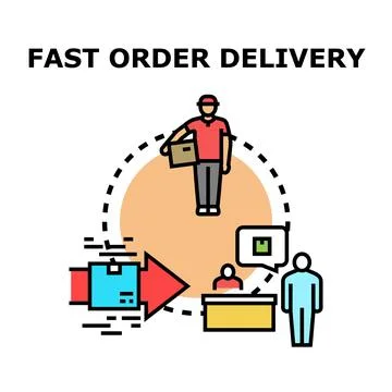 Fast order delivery process tracking customer experience Ilustração Stock