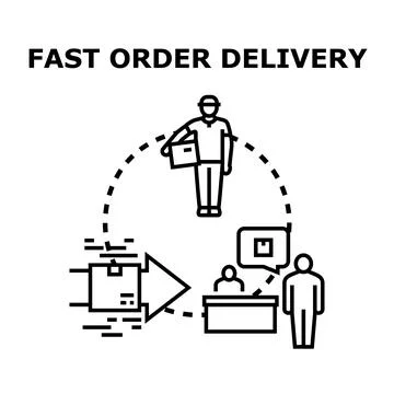 Fast order delivery process tracking customer experience 库存插图