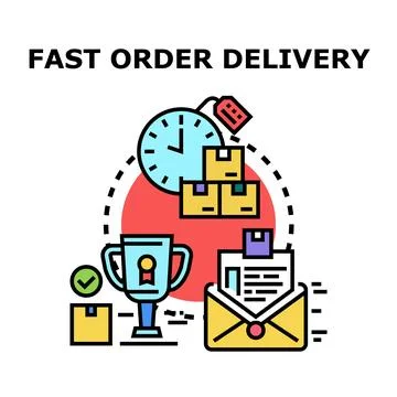 Fast order delivery service concept achieving success and speed Stock Illustration