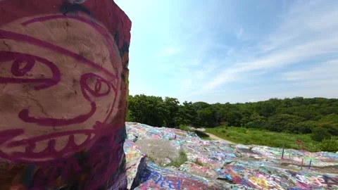Fast-Paced Flight over Quincy Quarry - Drone POV Stock Footage 246086381