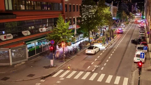 Fast-Paced Traffic and Pedestrian Activity Oslo Timelapse Stock Footage 308194279