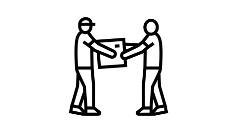 Fast package courier delivery line icon animation Stock Footage 326137432