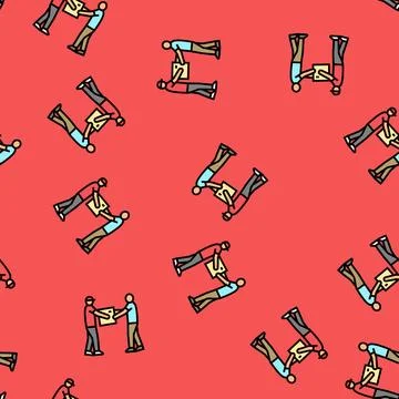 Fast package courier delivery vector seamless pattern Stock Illustration