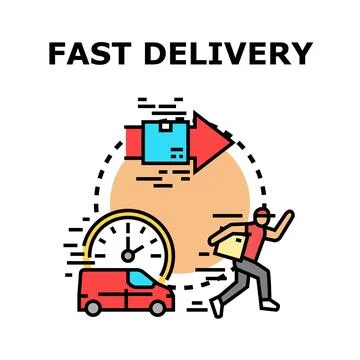 Fast package delivery service logistics concept illustration Stock Illustration