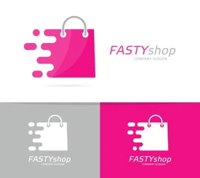 Fast package logo combination. Speed bag symbol or icon. Unique buy and sale Stock Illustration