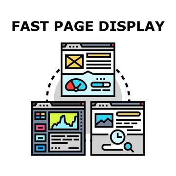 Fast page display concept with web browser windows Stock Illustration