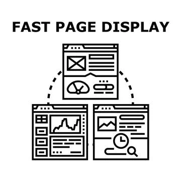 Fast page display concept with web browser windows Stock Illustration