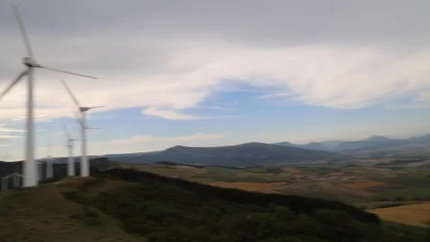 Fast pan back and forth of Spanish countryside in Navarra Stock Footage 123979680