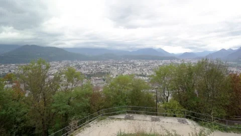 Fast pan city view of Grenoble France from mountain Stock Footage 262061853