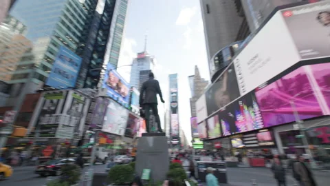Fast pan in Time Square on a beautiful day Stock Footage 173331006