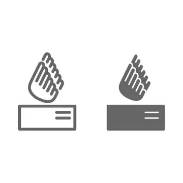 Fast parcel delivery line and solid icon, logistics symbol, received mail with Stock Illustration