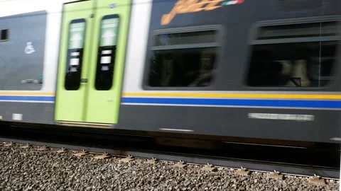 Fast passage of a train before arriving at the station Stock-Footage 155553100