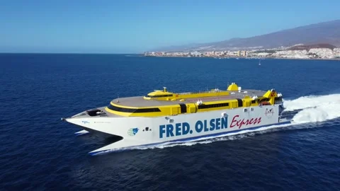 Fast passenger ferry Bencomo Express departing Los Cristianos. Stock Footage 169316203
