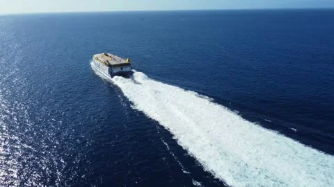 Fast passenger ferry Bencomo Express departing Los Cristianos. Stock Footage 169316242