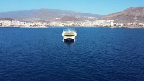 Fast passenger ferry Bencomo Express departing Los Cristianos. Stock Footage 169316403