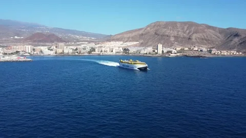 Fast passenger ferry Bencomo Express departing Los Cristianos. Stock Footage 169316571