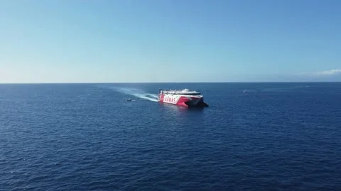 Fast passenger ferry Volcan de Teno Arriving port of Los Cristianos, Tenerife. Stock Footage 168980448