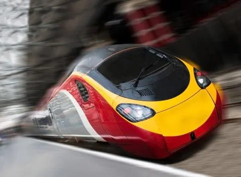 Fast Passenger Speed Train with Motion Blur Stock Photos