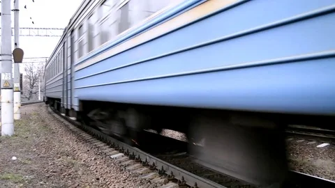 Fast Passenger Train Near The Camera At Frontal View Stock Footage 84864188