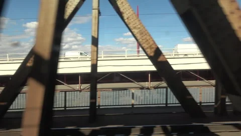 Fast passing of a metal bridge Stock Footage 276690284