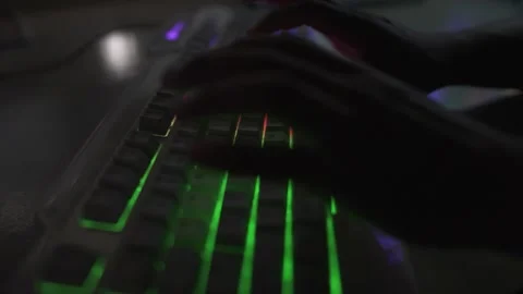 Fast PC keyboard typing by hand Stock Footage 290950360