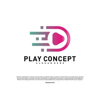 Fast Play logo design concept. Play tech logo template vector. Icon Symbol Illustrazione stock