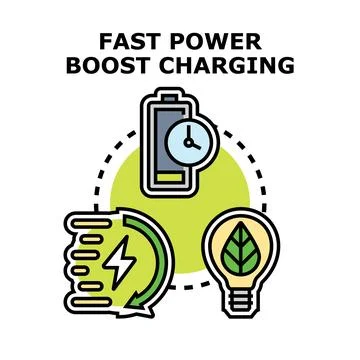 Fast power boost charging energy solutions concept Stock Illustration