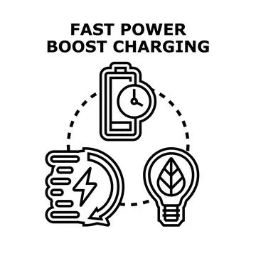 Fast power boost charging energy solutions concept Stock Illustration