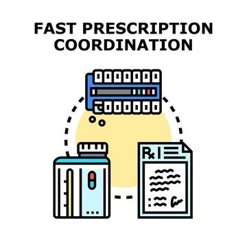 Fast prescription coordination process for pharmacy system Stock Illustration